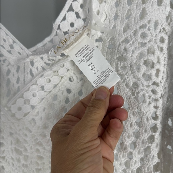 New NWOT La Blanca Waverly Long Sleeve Cotton Cover-Up Dress Medium Size white - Picture 3 of 7